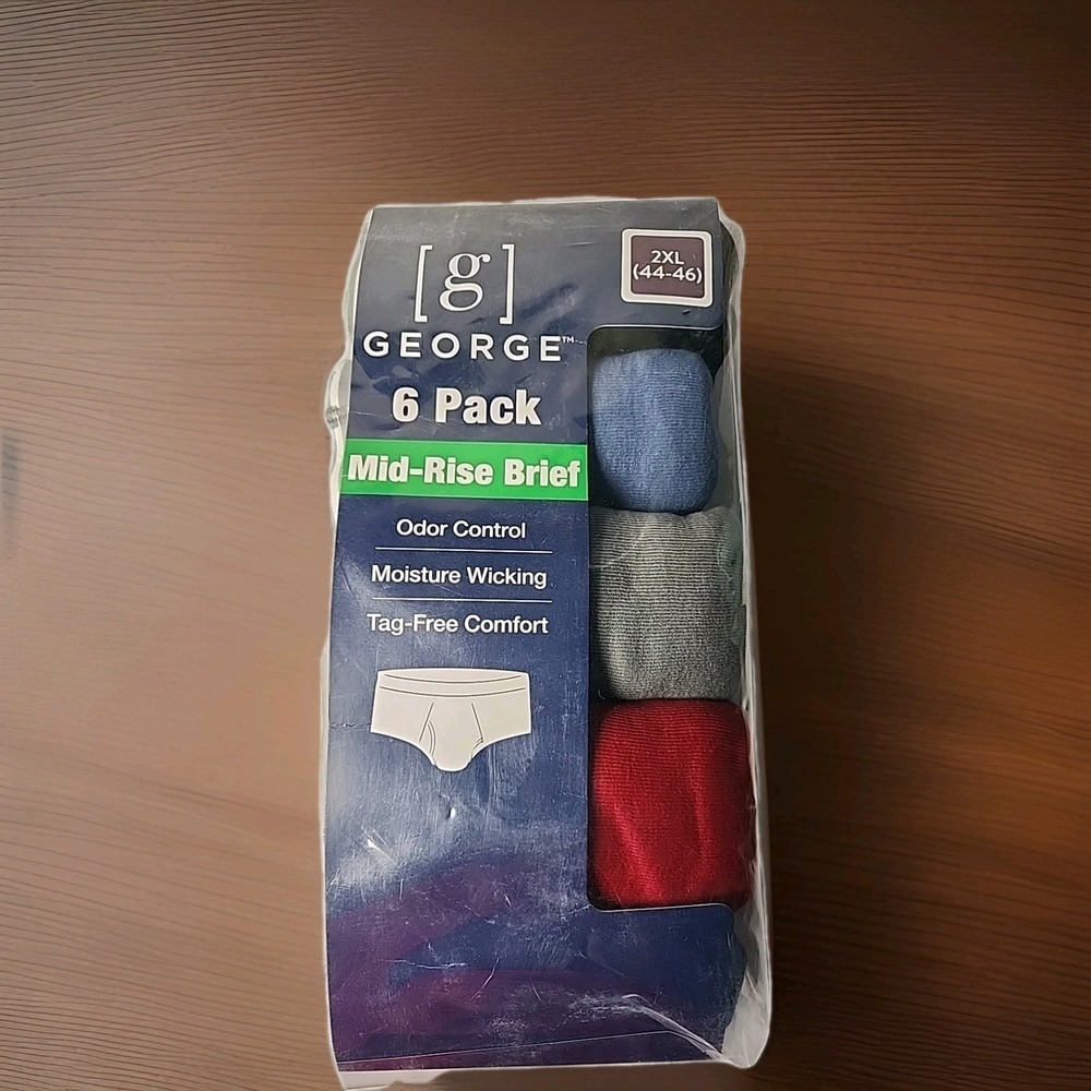 New George Men's 2XL (44-46) 100% Cotton 6-Pack Mid-Rise Briefs Multi Colors NIB